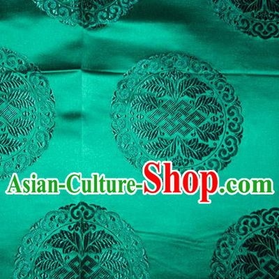 Chinese Traditional Cheongsam Silk Fabric Tang Suit Green Brocade Classical Round Pattern Cloth Material Drapery