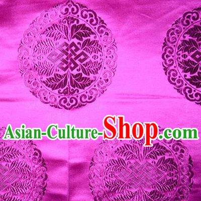 Chinese Traditional Cheongsam Silk Fabric Tang Suit Rosy Brocade Classical Round Pattern Cloth Material Drapery