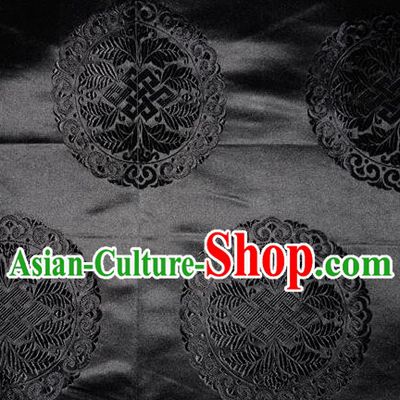 Chinese Traditional Cheongsam Silk Fabric Tang Suit Black Brocade Classical Round Pattern Cloth Material Drapery