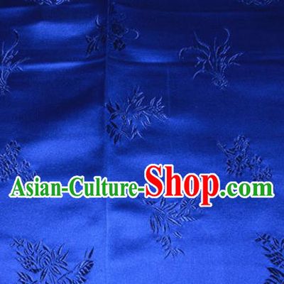 Chinese Traditional Cheongsam Royalblue Silk Fabric Tang Suit Brocade Classical Plum Blossom Orchid Bamboo Chrysanthemum Pattern Cloth Material Drapery