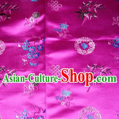 Chinese Traditional Cheongsam Rosy Silk Fabric Tang Suit Brocade Classical Plum Blossom Orchid Bamboo Chrysanthemum Pattern Cloth Material Drapery