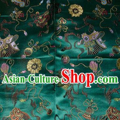 Chinese Traditional Classical Pattern Green Silk Fabric Tang Suit Brocade Cloth Cheongsam Material Drapery