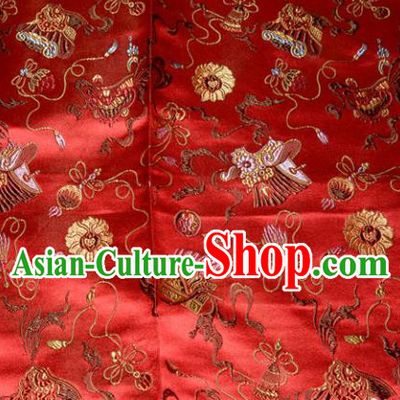 Chinese Traditional Classical Pattern Red Silk Fabric Tang Suit Brocade Cloth Cheongsam Material Drapery