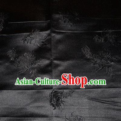 Chinese Traditional Classical Chrysanthemum Pattern Black Silk Fabric Tang Suit Brocade Cloth Cheongsam Material Drapery