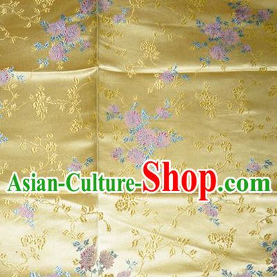 Classical Chrysanthemum Pattern Chinese Traditional Yellow Silk Fabric Tang Suit Brocade Cloth Cheongsam Material Drapery