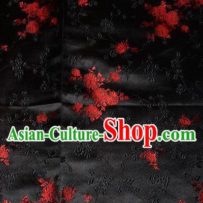 Classical Chrysanthemum Pattern Chinese Traditional Black Silk Fabric Tang Suit Brocade Cloth Cheongsam Material Drapery