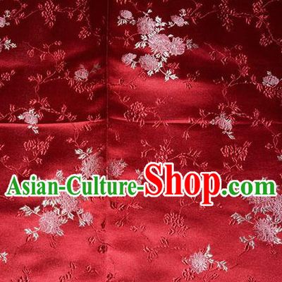 Classical Chrysanthemum Pattern Chinese Traditional Red Silk Fabric Tang Suit Brocade Cloth Cheongsam Material Drapery