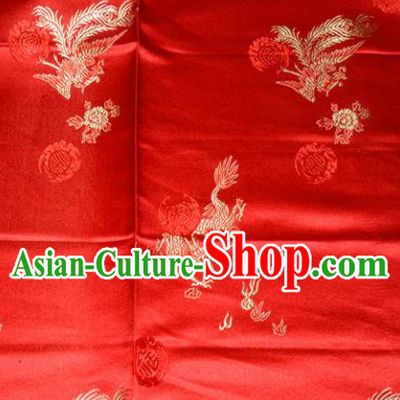 Wedding Classical Dragons Phoenix Pattern Chinese Traditional Red Silk Fabric Tang Suit Brocade Cloth Cheongsam Material Drapery