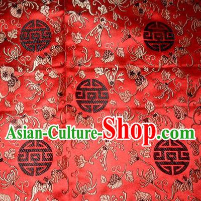 Classical Pomegranate Blossom Pattern Chinese Traditional Silk Fabric Tang Suit Red Brocade Cloth Cheongsam Material Drapery