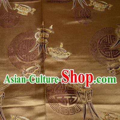 Classical Wine Goblet Pattern Chinese Traditional Bronze Silk Fabric Tang Suit Brocade Cloth Cheongsam Material Drapery