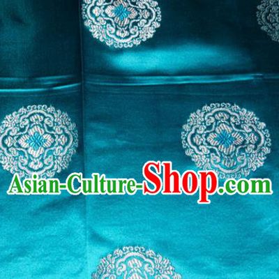 Classical Round Pattern Chinese Traditional Blue Silk Fabric Tang Suit Brocade Cloth Cheongsam Material Drapery