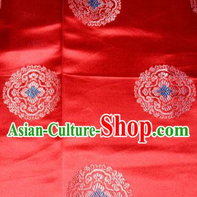 Classical Round Pattern Chinese Traditional Red Silk Fabric Tang Suit Brocade Cloth Cheongsam Material Drapery