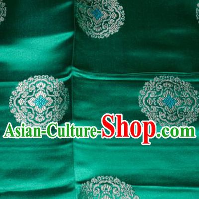 Classical Round Pattern Chinese Traditional Green Silk Fabric Tang Suit Brocade Cloth Cheongsam Material Drapery