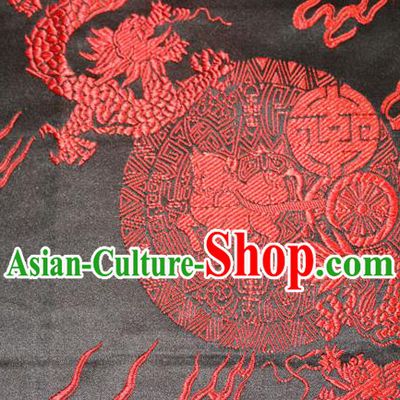 Chinese Traditional Silk Fabric Red Dragons Pattern Tang Suit Brocade Cloth Cheongsam Material Drapery