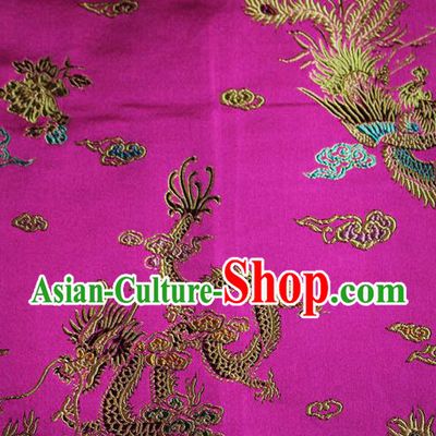 Chinese Traditional Silk Fabric Dragon Phoenix Peony Pattern Tang Suit Rosy Brocade Cloth Cheongsam Material Drapery