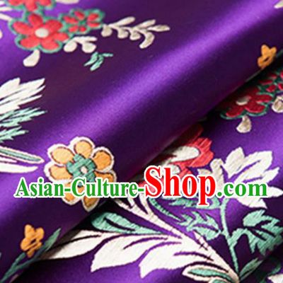 Chinese Traditional Fabric Purple Silk Fabric Begonia Pattern Tang Suit Brocade Cloth Cheongsam Material Drapery