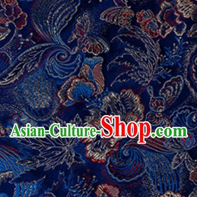 Chinese Traditional Fabric Navy Silk Fabric Tang Suit Brocade Cloth Cheongsam Material Drapery