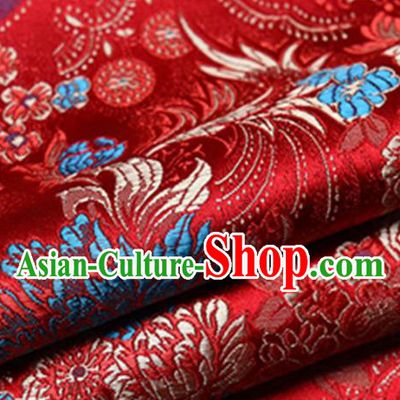 Chinese Traditional Red Silk Fabric Tang Suit Brocade Cloth Cheongsam Material Drapery