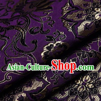 Chinese Traditional Silk Fabric Tang Suit Purple Brocade Cloth Cheongsam Material Drapery