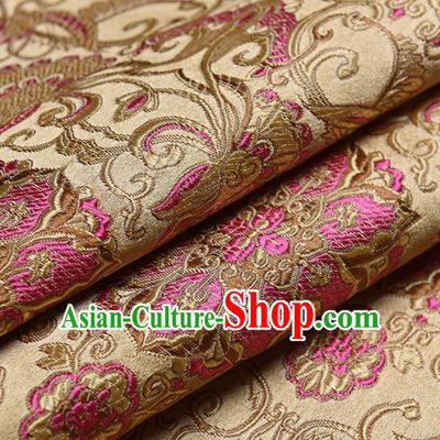 Chinese Traditional Silk Fabric Tang Suit Golden Brocade Cloth Cheongsam Material Drapery