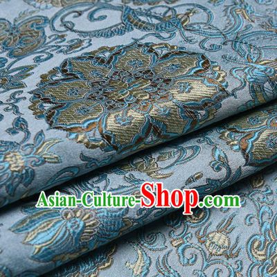 Chinese Traditional Silk Fabric Tang Suit Blue Brocade Cloth Cheongsam Material Drapery