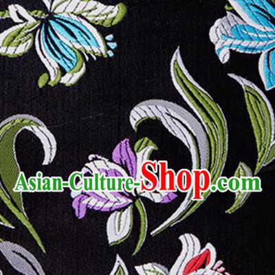 Chinese Traditional Silk Fabric Tang Suit Classical Pattern Black Brocade Cloth Cheongsam Material Drapery