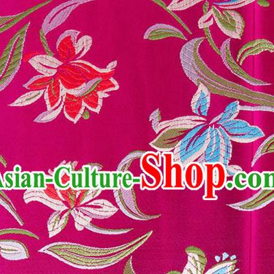 Chinese Traditional Silk Fabric Tang Suit Classical Pattern Rosy Brocade Cloth Cheongsam Material Drapery