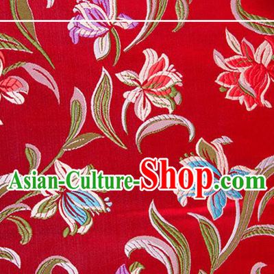 Chinese Traditional Silk Fabric Tang Suit Classical Pattern Red Brocade Cloth Cheongsam Material Drapery