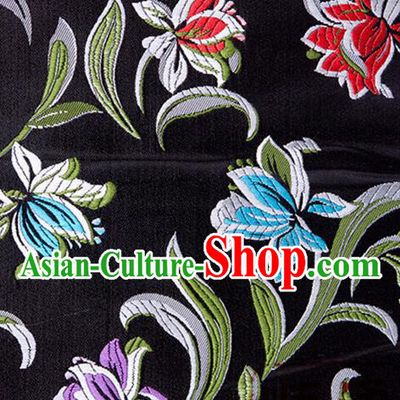 Chinese Traditional Silk Fabric Tang Suit Classical Pattern Black Brocade Cloth Cheongsam Material Drapery