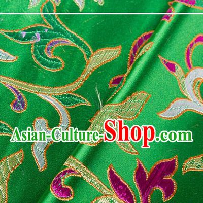 Chinese Traditional Green Silk Fabric Tang Suit Classical Flowers Pattern Brocade Cloth Cheongsam Material Drapery