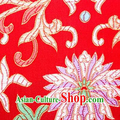 Chinese Traditional Red Brocade Fabric Tang Suit Classical Flowers Pattern Silk Cloth Cheongsam Material Drapery