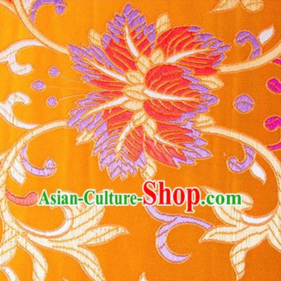 Chinese Traditional Yellow Brocade Fabric Tang Suit Classical Flowers Pattern Silk Cloth Cheongsam Material Drapery