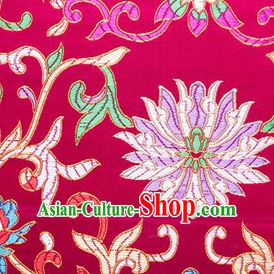 Chinese Traditional Wine Red Brocade Fabric Tang Suit Classical Flowers Pattern Silk Cloth Cheongsam Material Drapery