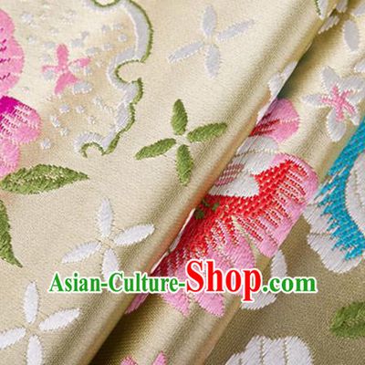 Chinese Traditional Golden Brocade Fabric Tang Suit Silk Cloth Cheongsam Material Drapery