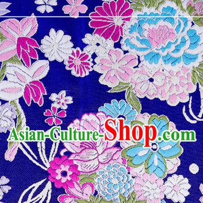 Chinese Traditional Brocade Fabric Tang Suit Royalblue Silk Cloth Cheongsam Material Drapery