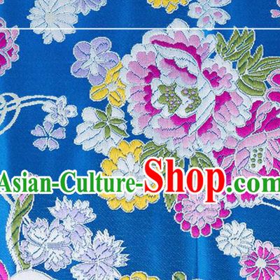 Chinese Traditional Brocade Fabric Tang Suit Blue Silk Cloth Cheongsam Material Drapery