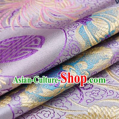 Chinese Traditional Purple Brocade Fabric Chrysanthemum Pattern Tang Suit Silk Cloth Cheongsam Material Drapery