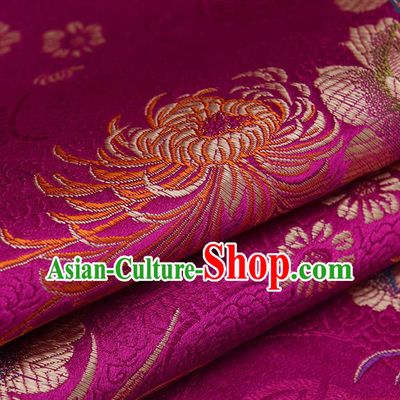 Chinese Traditional Amaranth Brocade Fabric Chrysanthemum Pattern Tang Suit Silk Cloth Cheongsam Material Drapery