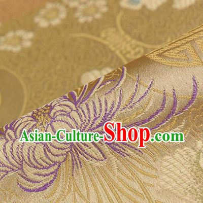 Chinese Traditional Golden Brocade Fabric Chrysanthemum Pattern Tang Suit Silk Cloth Cheongsam Material Drapery