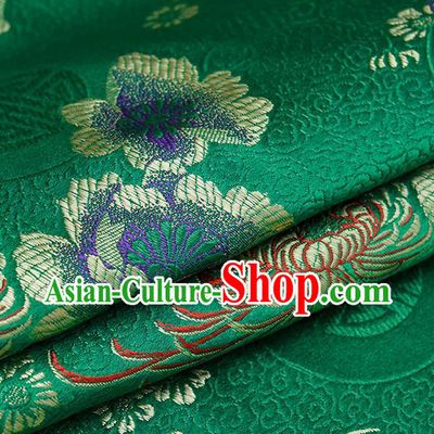 Chinese Traditional Green Brocade Fabric Chrysanthemum Pattern Tang Suit Silk Cloth Cheongsam Material Drapery