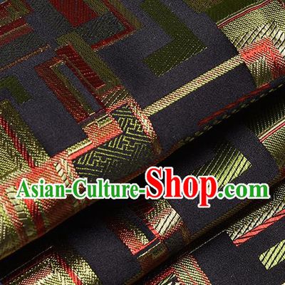 Chinese Traditional Tang Suit Nanjing Brocade Black Fabric Silk Cloth Cheongsam Material Drapery