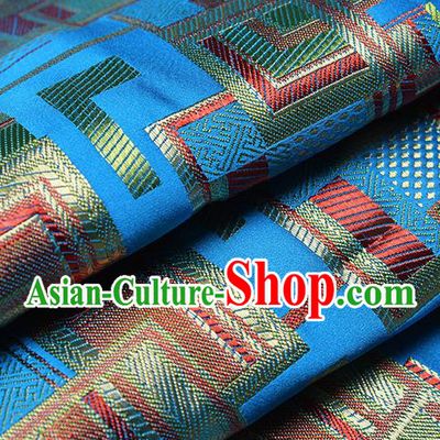 Chinese Traditional Tang Suit Nanjing Brocade Blue Fabric Silk Cloth Cheongsam Material Drapery