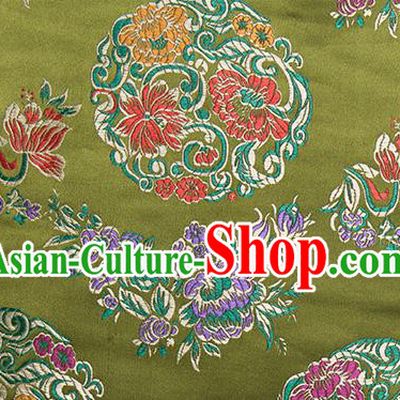 Chinese Traditional Palace Pattern Tang Suit Brocade Green Fabric Silk Cloth Cheongsam Material Drapery