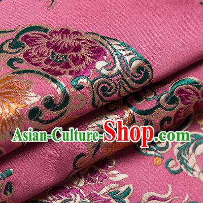 Chinese Traditional Palace Pattern Tang Suit Brocade Pink Fabric Silk Cloth Cheongsam Material Drapery