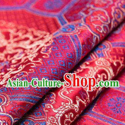 Chinese Traditional Palace Dragon Pattern Tang Suit Brocade Red Fabric Silk Cloth Cheongsam Material Drapery