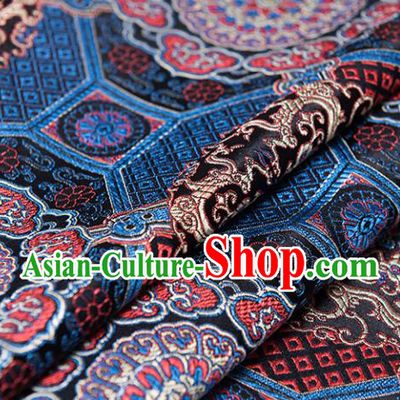 Chinese Traditional Palace Dragon Pattern Tang Suit Brocade Black Fabric Silk Cloth Cheongsam Material Drapery