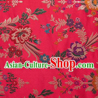 Chinese Traditional Begonia Pattern Tang Suit Red Brocade Fabric Silk Cloth Cheongsam Material Drapery