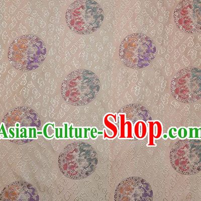 Chinese Traditional Round Dragons Pattern Tang Suit White Brocade Fabric Silk Cloth Cheongsam Material Drapery