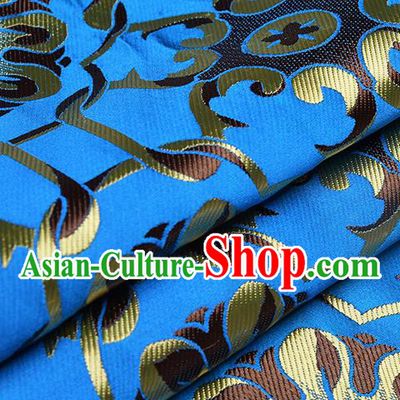 Chinese Traditional Tang Suit Blue Brocade Fabric Silk Cloth Cheongsam Material Drapery