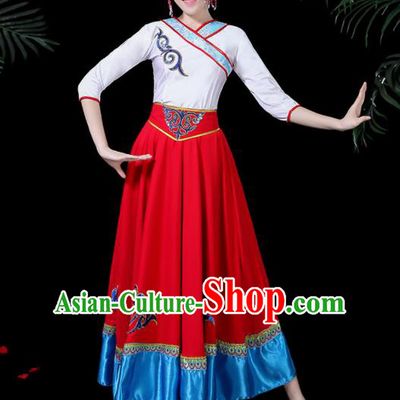 Chinese Traditional Mongolian Classical Dance Dress Mongol Minority Folk Dance Clothing for Women